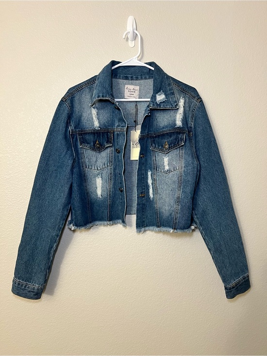 Love Tree Jackets & Blazers - Love Tree Denim Cropped Distressed Jean Jacket NWT Womens Size Large